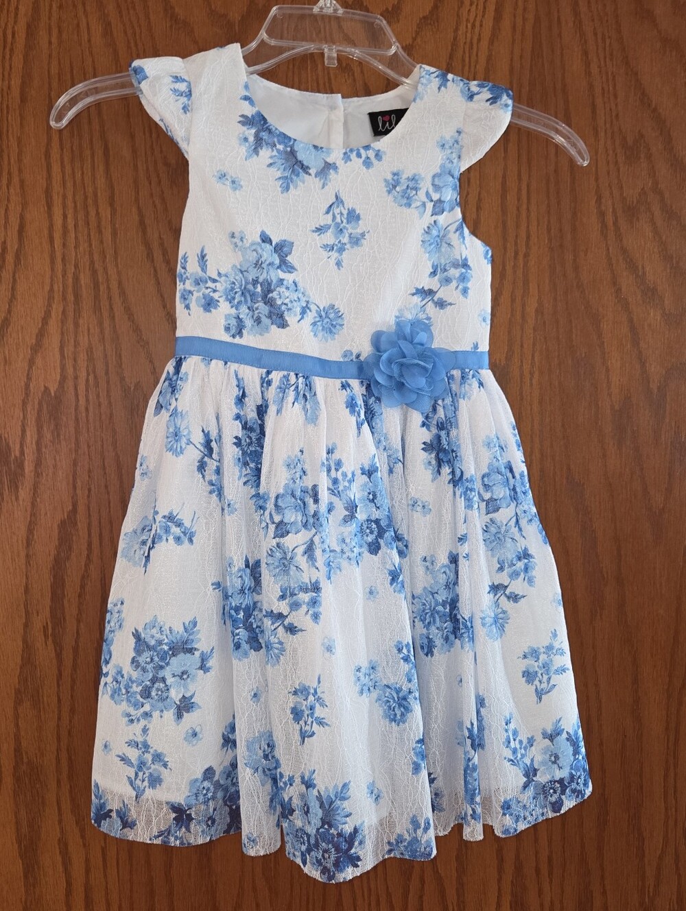 Lilt Toddler Size 5 Special Occasion Dress White & Blue